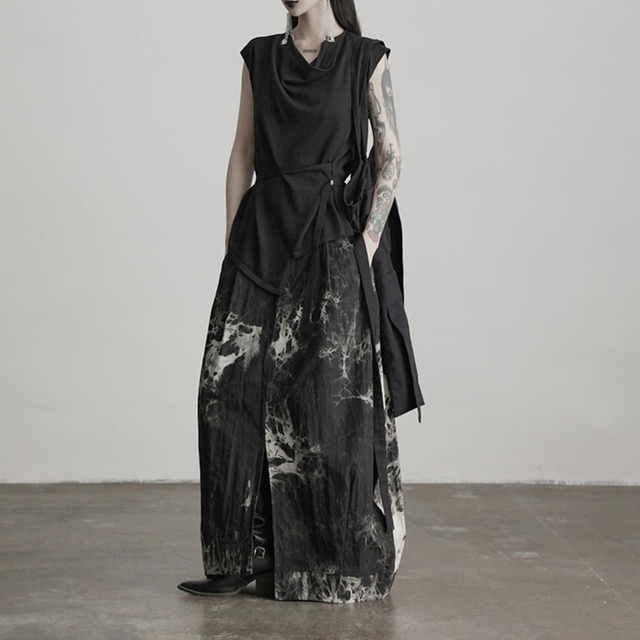 Draped neck knit sleeveless tops C1086