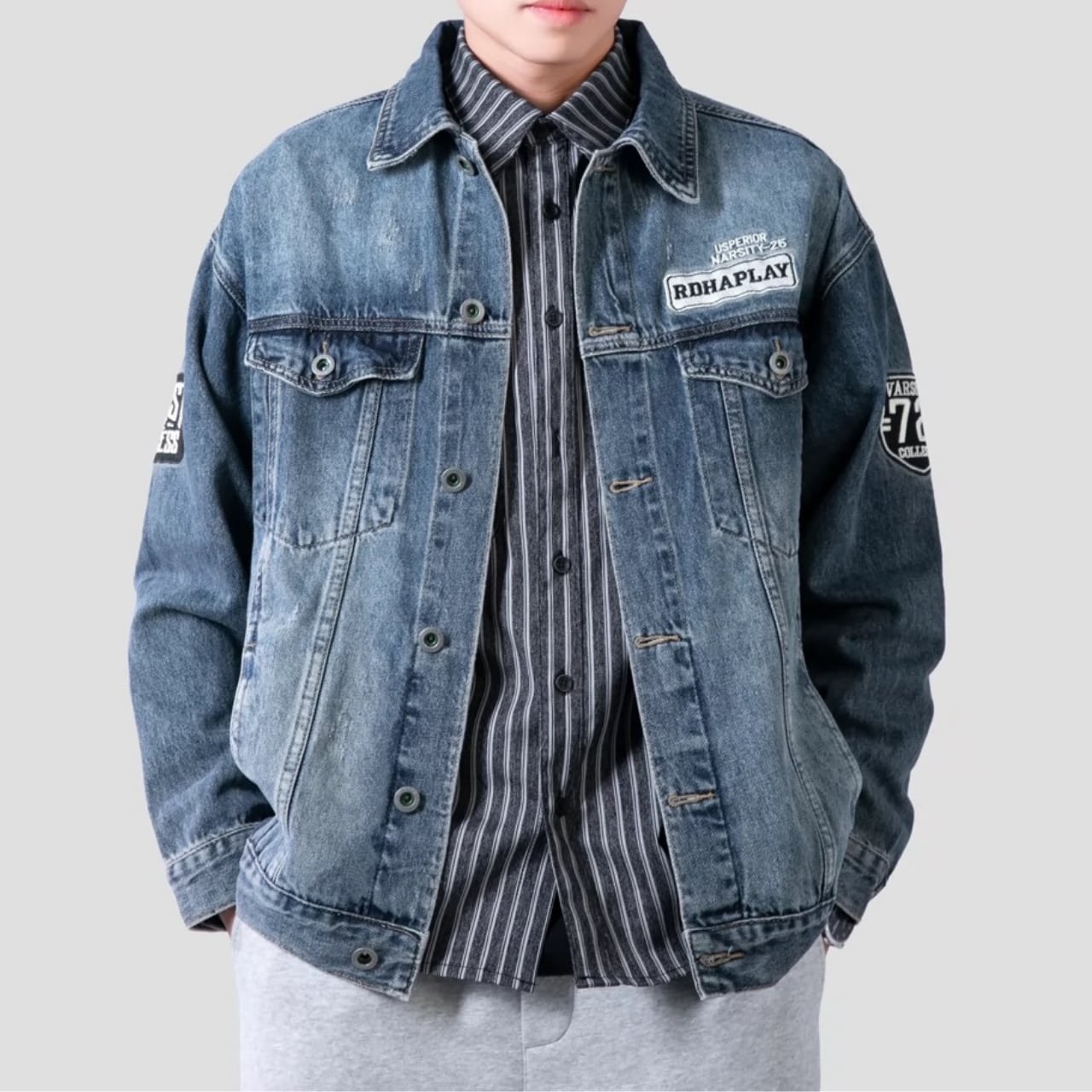 バック刺繍デザイン レギュラーカラー ワークジャケット 00131