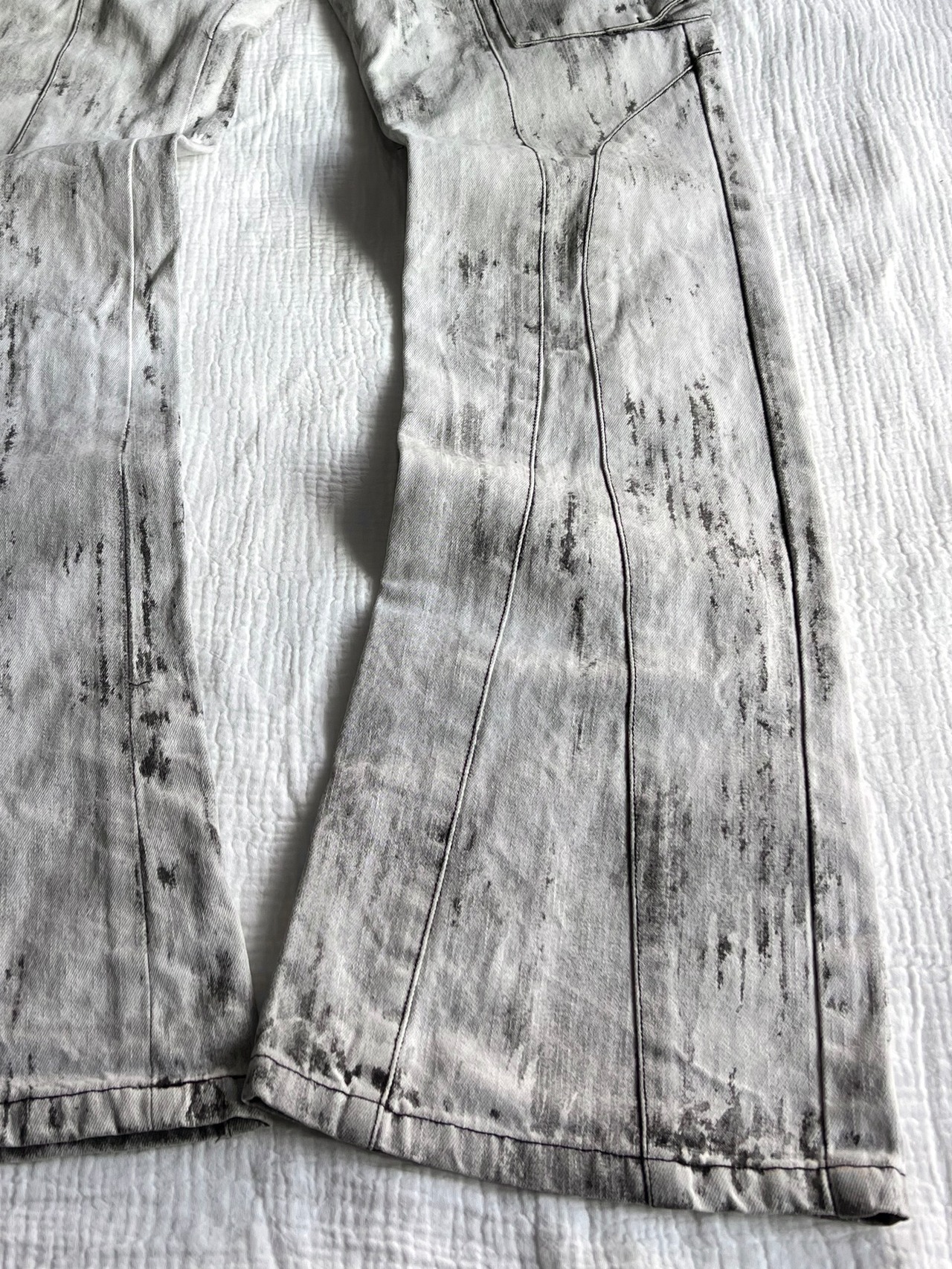 "unknown" Bleach Lace-up Flared Denim