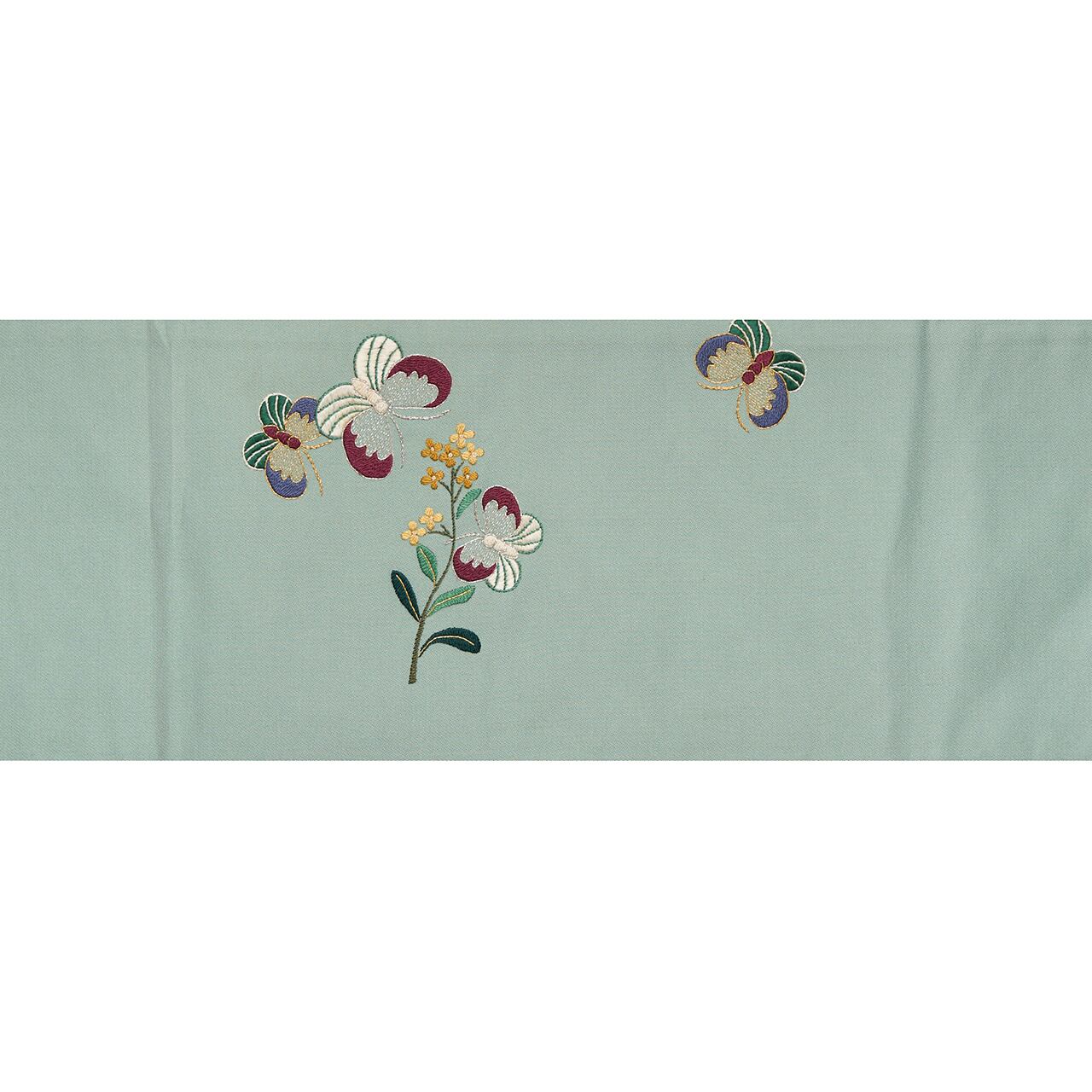 菜の花に蝶々の模様 手刺繍名古屋帯【中古】 | かわの屋