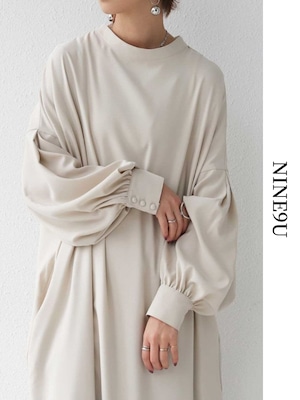 long loose balloon-sleeve shirt-one-piece 2color【NINE-T0148】