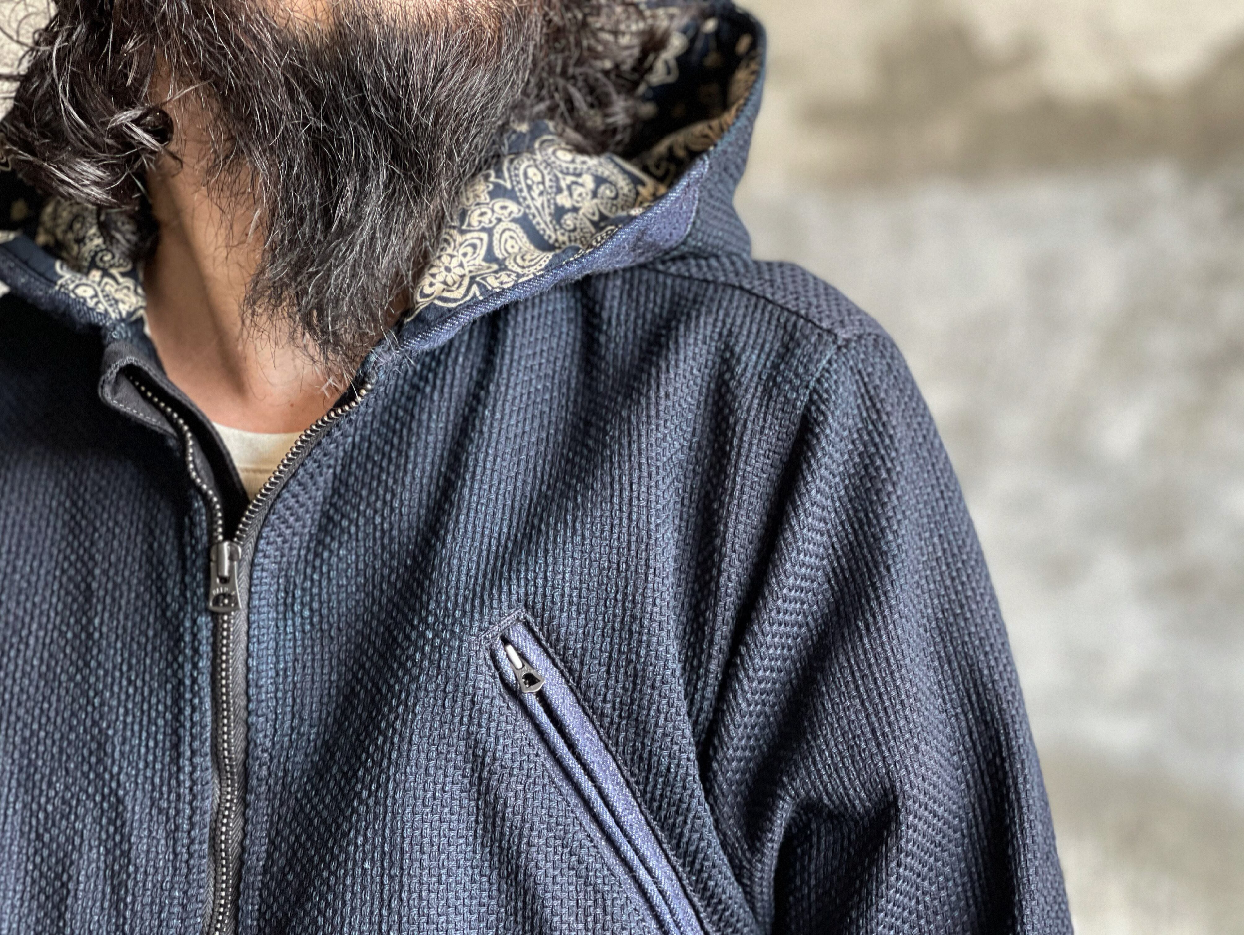 21SS インディゴ刺し子アノラックパーカー / Indigo sashiko anorak