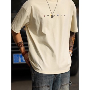 刺繍入りラウンドネック半袖Tシャツ 10017