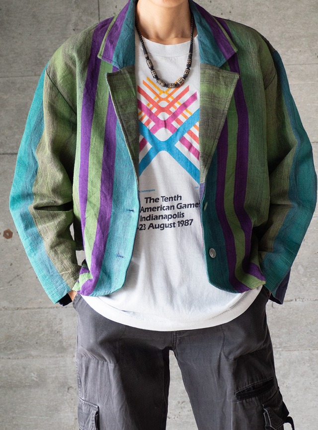 "SKORPI" 1980s Multi stripe jacket