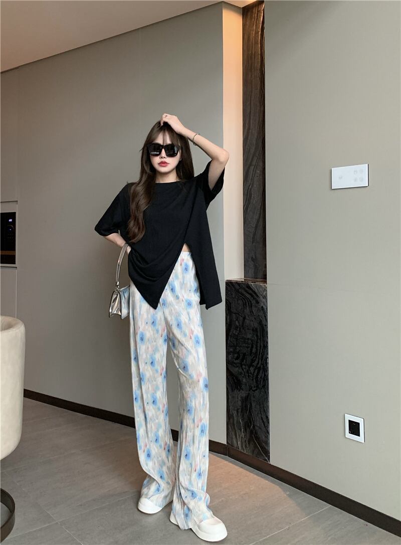 Tシャツ シャツ サマーカジュアルルーズブラック 夏物 ブラックストロベリース83217825724