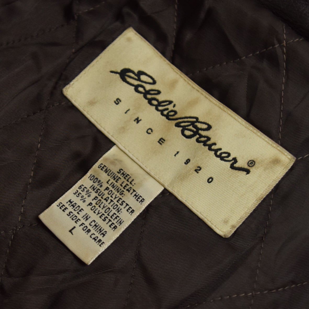 's "Eddie Bauer" Leather Car Coat Quilting Lining / 年代