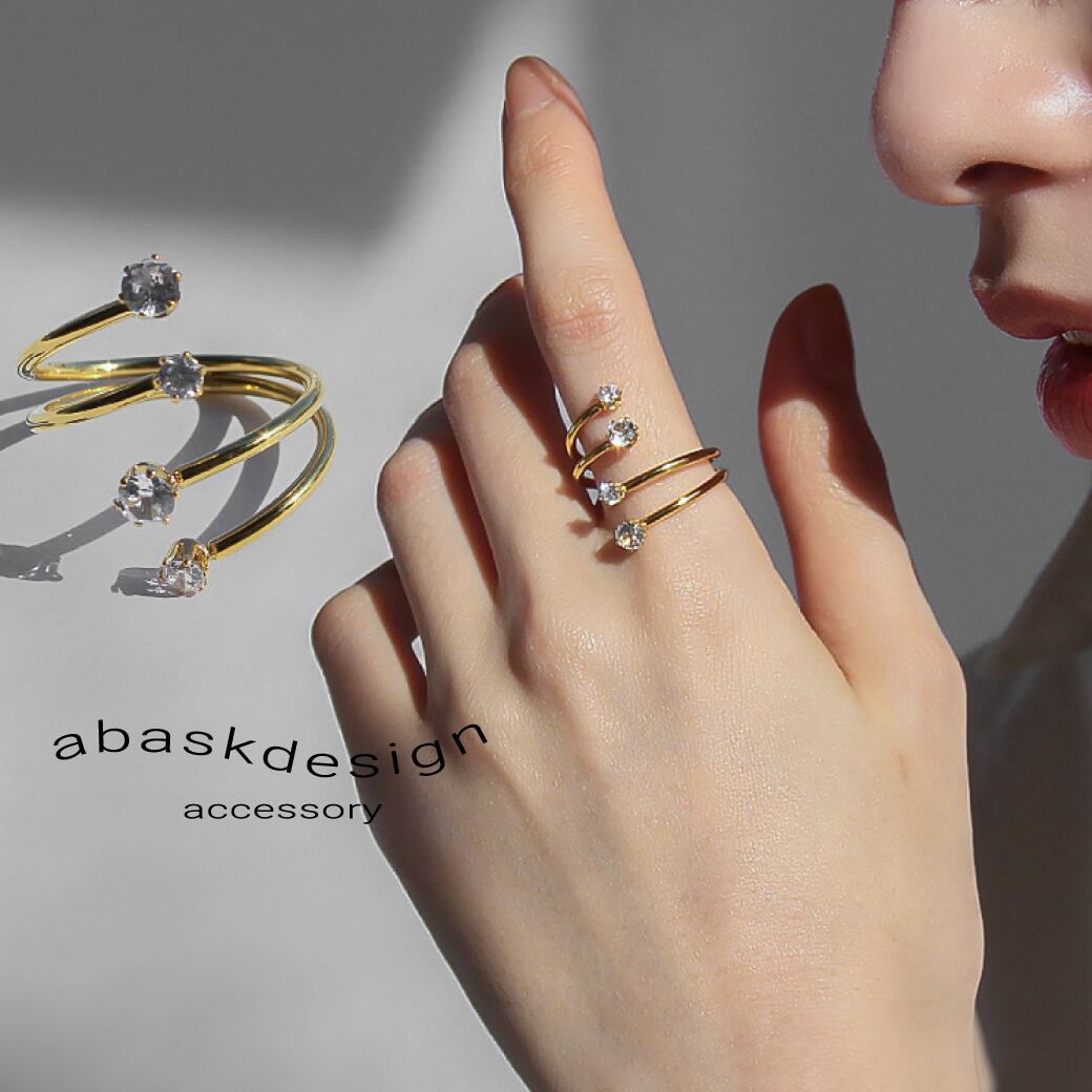 ネコポス便】リング フォークジルコニアリング 金属アレルギー