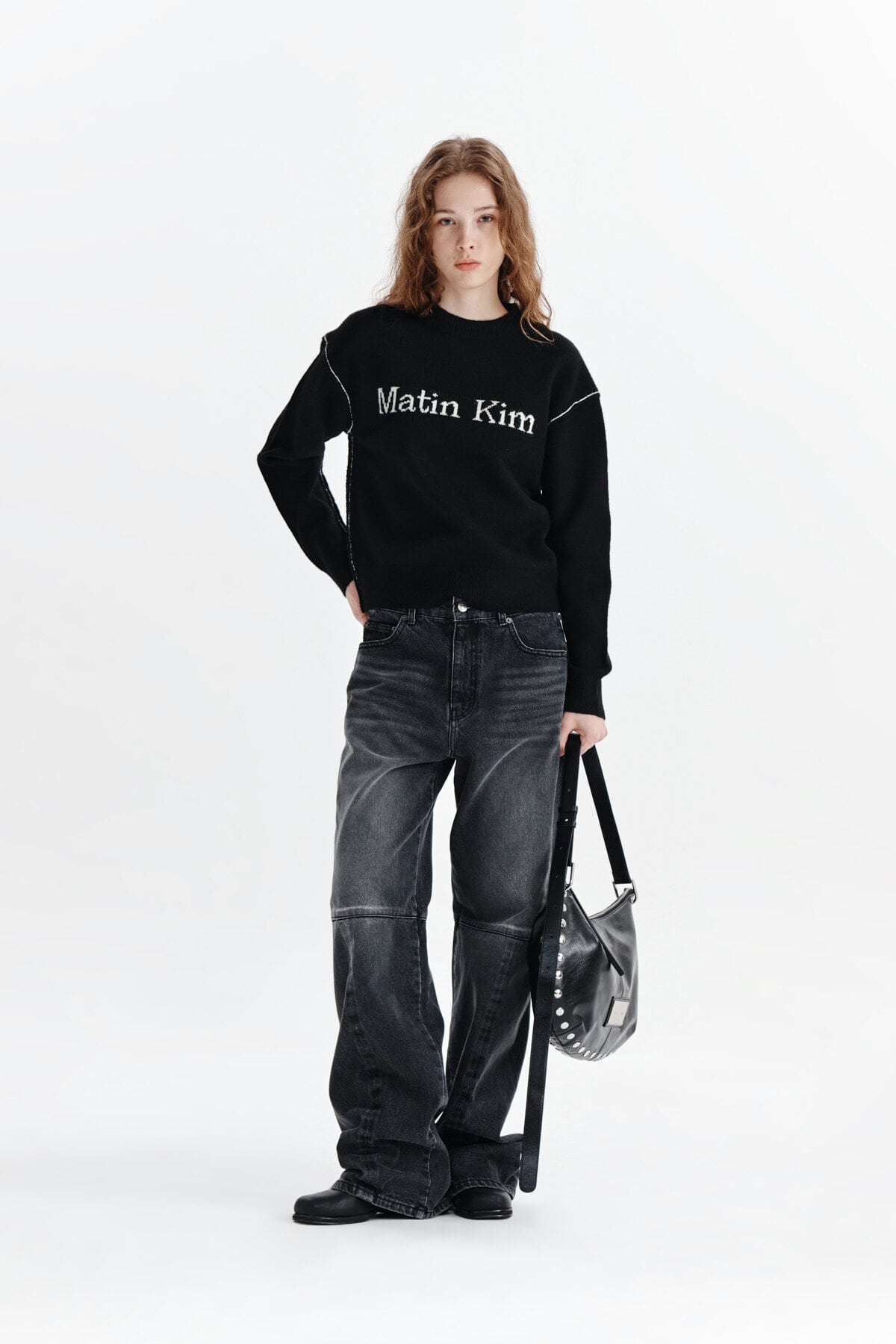 Matin Kim] SIDE WASHED DENIM PANTS IN BLACK 正規品 韓国ブランド