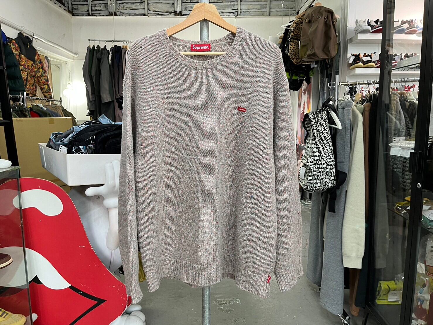 supreme small box speckle sweater