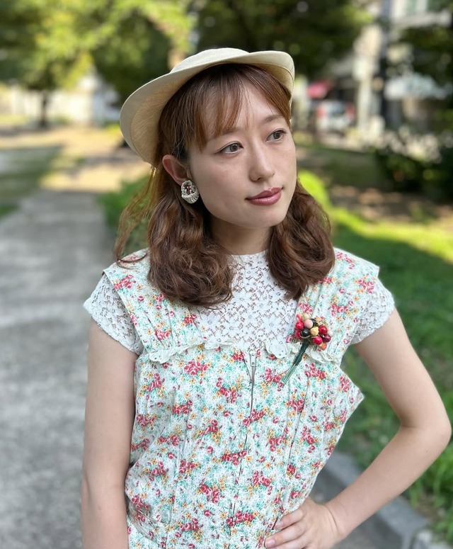 40's flower print lace dress