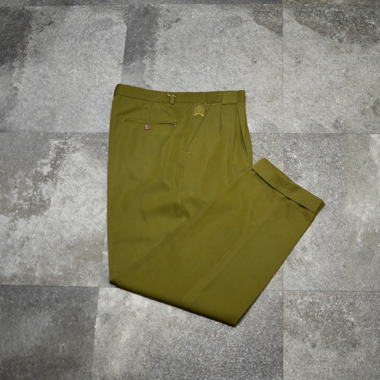 rayon blend khaki tuck slacks