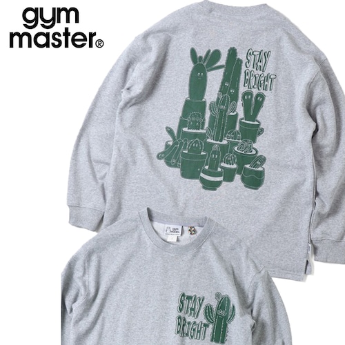 gym master ジムマスター 10.3oz サボテン スウェット ビッグTEE Stay Bright ワイドシルエット 長袖Tシャツ メンズ レディース コットン100% LOVE&PEACE G821726 杢グレー