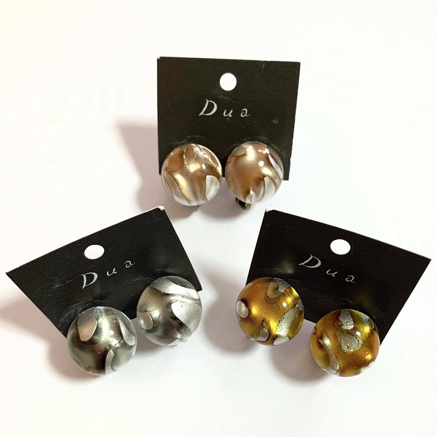 再入荷〉チェコ雲模様ガラスカボションの〈ピアス/イヤリング〉 | Dua