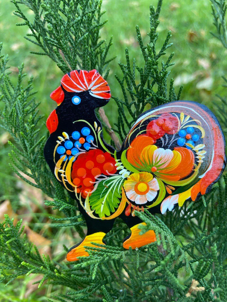 ペトリキウカ塗りのプレート（人間国宝ホロべッツ）20cm 手描きウクライナ