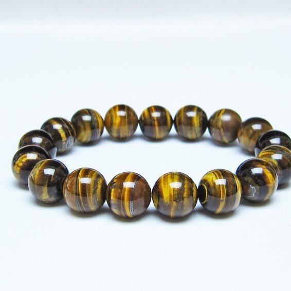 タイガーアイ ブレスレット 13mm イエロータイガーアイ メール便可 一点物 111-52215