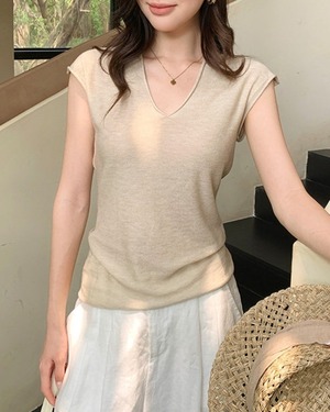 VネックフレンチスリーブTシャツ 4color A0990