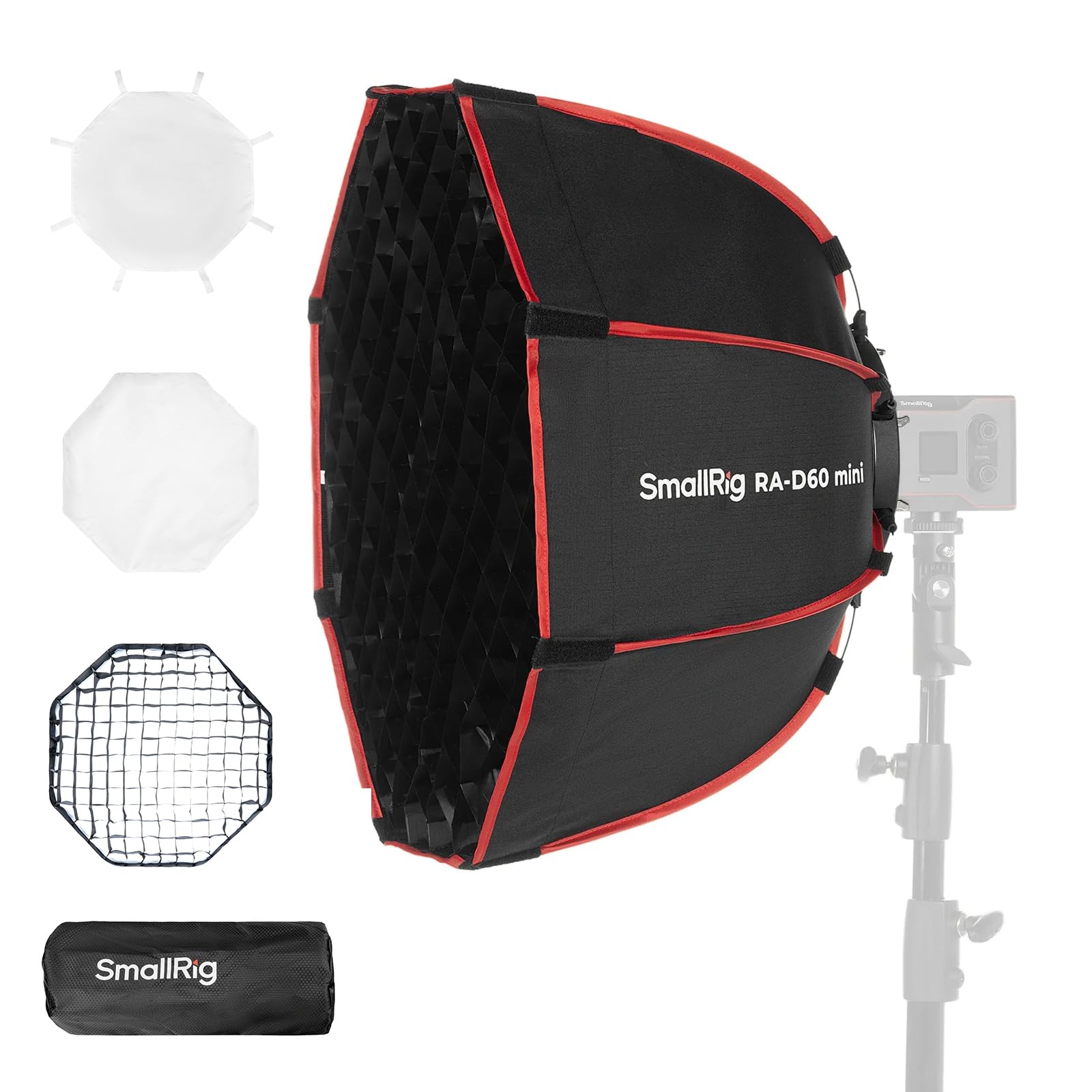 【在庫処分】SmallRig RA-D60 パラボリックソフトボックス 60cm/23.6インチ クイックリリースソフトボックス キャリーバッグ付き SmallRig RC 60B COB ビデオライトと互換性あり 写真スタジオ/ビデオ録画/ポートレート撮影用 4682