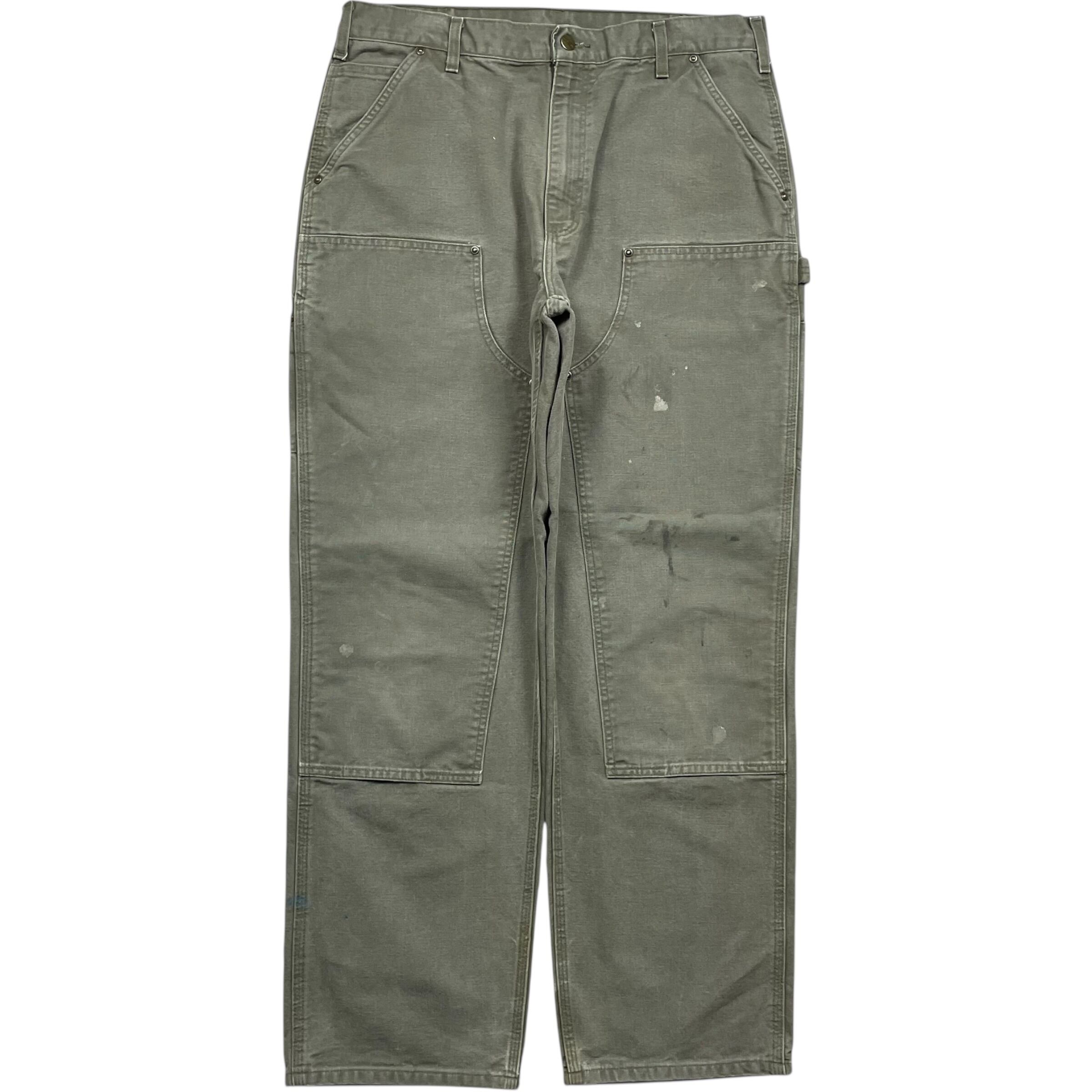 《実寸 W34 L30》 Carhartt カーハート ペインターパンツ ワークパンツ ダブルニー フェード ワンポイントロゴ モスグリーン no.9852