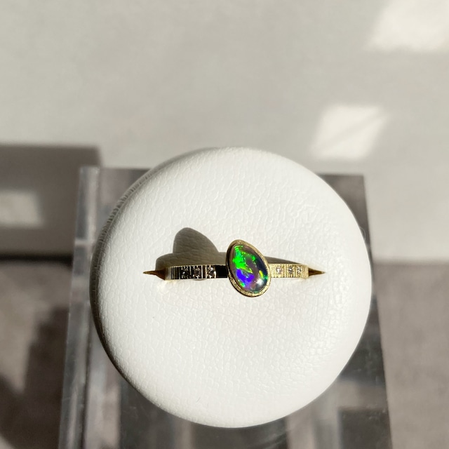 White opal Pear shape ring