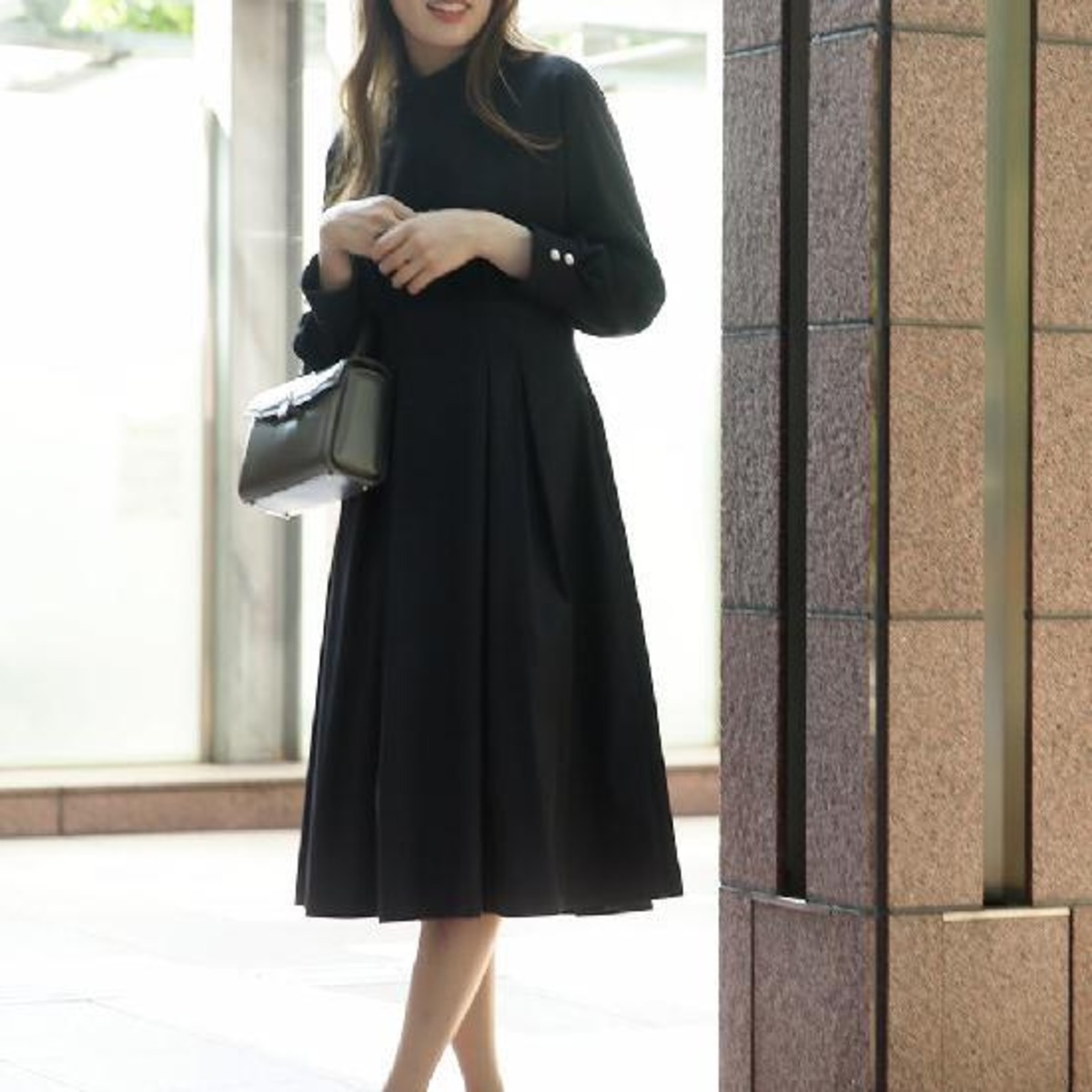 Pont Neuf ポンヌフ 新品】ストレッチ ロングワンピース ネイビー M L 