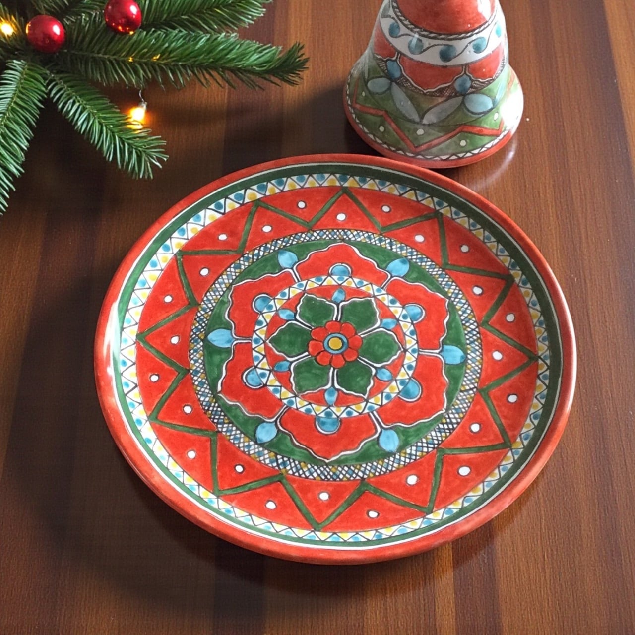 絵皿 26cm GEO001 マヨリカ焼き イタリア陶器 クリスマス 飾り皿