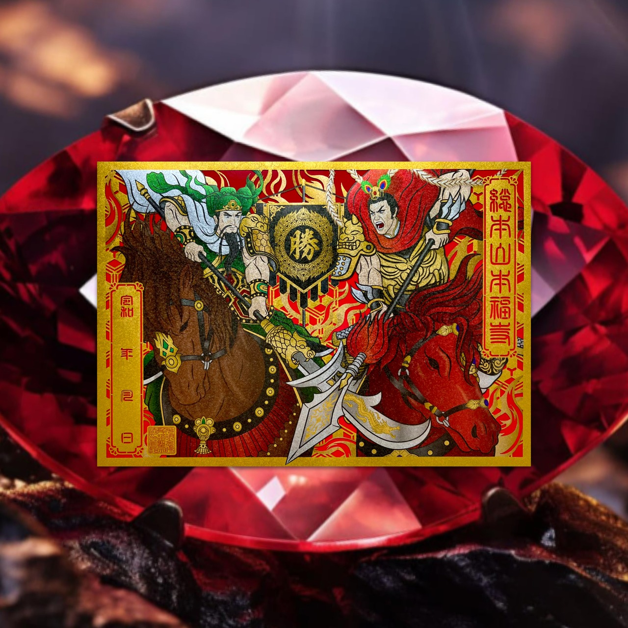 【六十年に一度特別限定丙午年特別記念企画】【令和8年初詣限定御朱印】無双の年、 大戦必勝切り絵御朱印【関羽・呂布・赤兎馬】「メタリックレッド用紙セット」