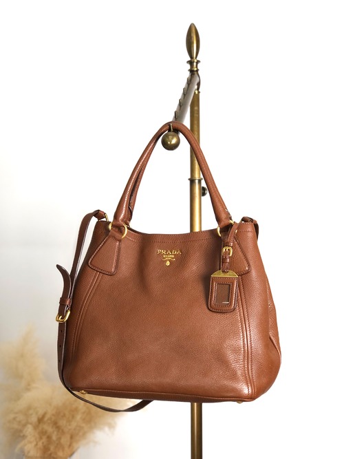 PRADA プラダ ショルダーバッグ ブラウン ロゴ レザー 2WAY vintage ヴィンテージ オールド avpisn
