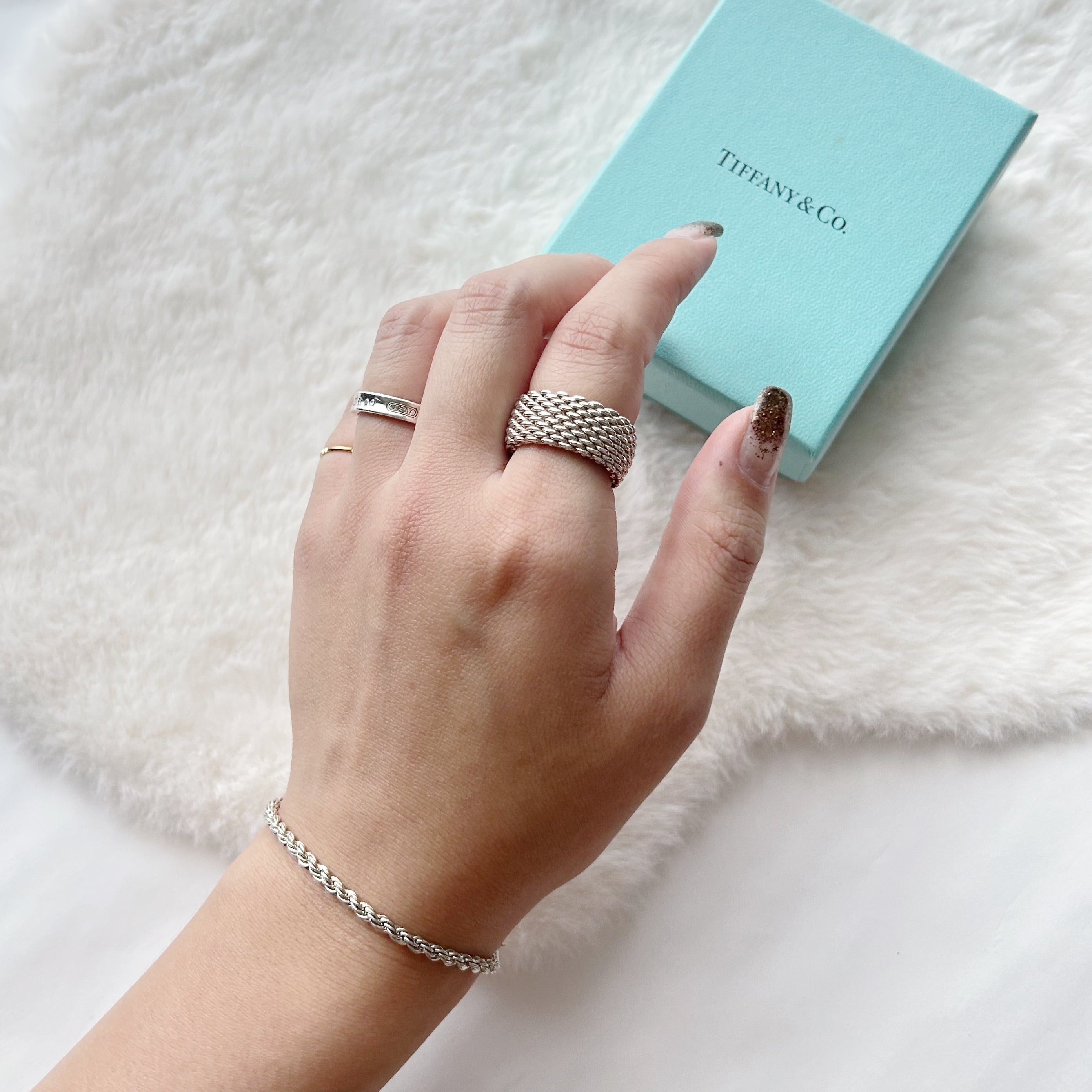 TR7114】Tiffany&Co. サマセットメッシュリング/silver925