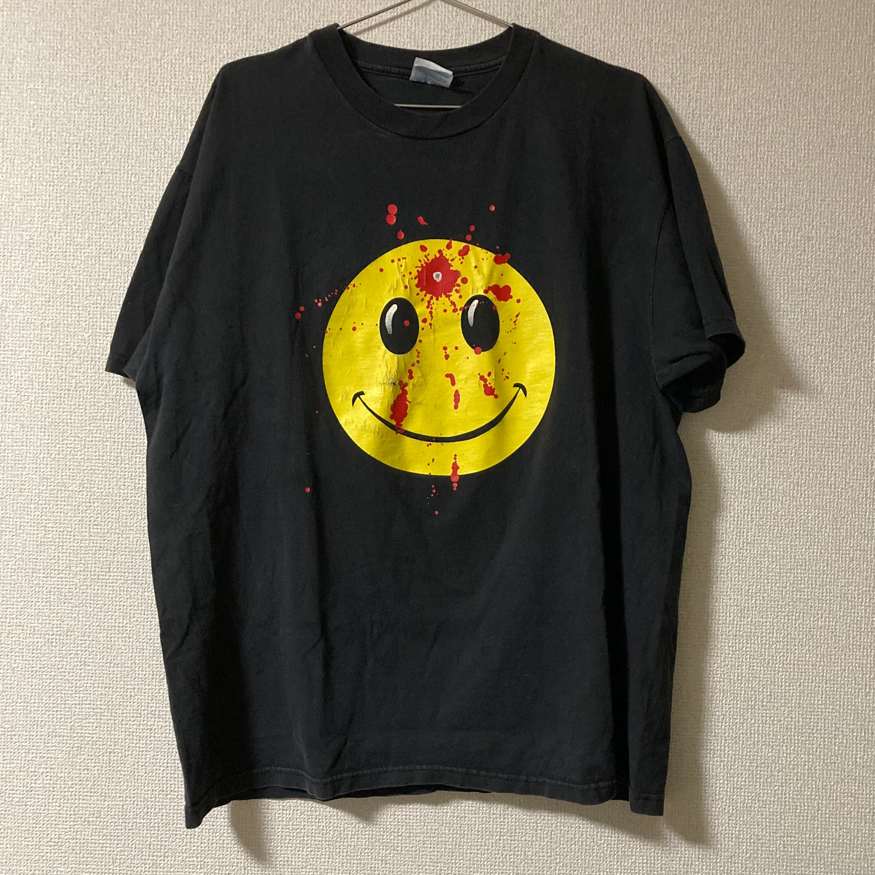 90s ぶち抜きスマイル　スマイルTシャツ　ヴィンテージ　白　サイズL