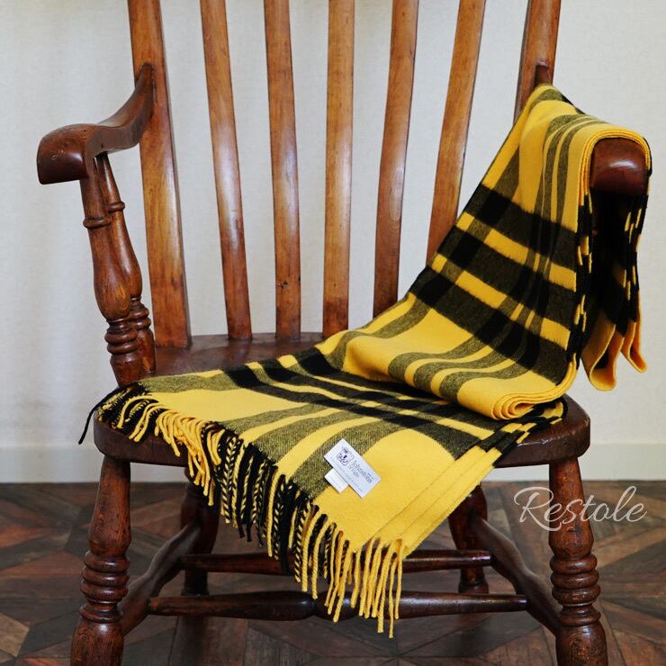 Drawer別注》TARTAN YELLOW ジョンストンズカシミヤ大判ストール