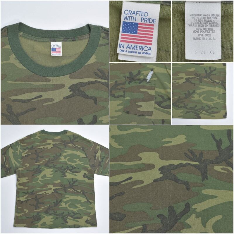 90s USA製 Vintage ウッドランドカモ 迷彩柄 ポケット ロングスリーブ