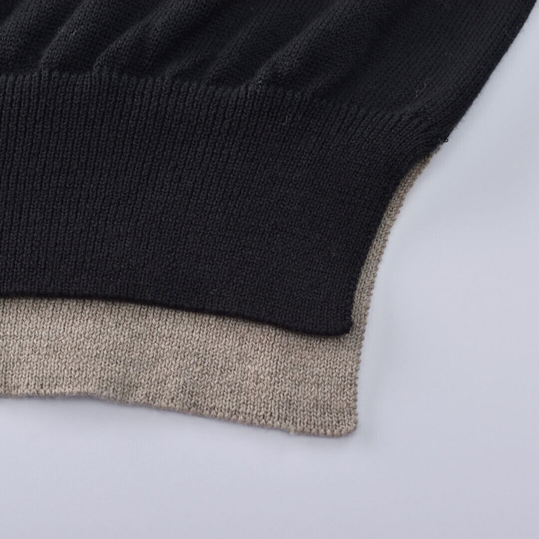 atelier naruse アトリエナルセ コットンウールVネックニット・ブラック