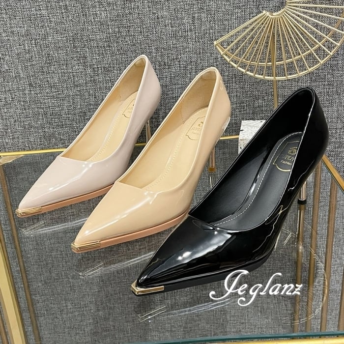 3色 パーティ パンプス ハイヒール エナメル ポインテッドトゥ(MB245)χ