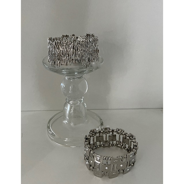 yoyo幾何学模様のストレッチラインストーンワイドブレスレット