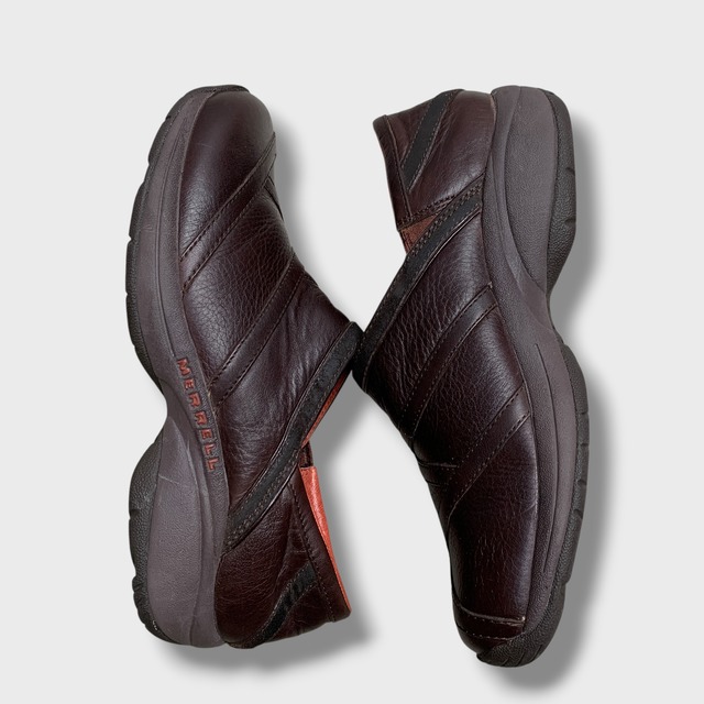 MERRELL ブラウンレザースリッポン　コンフォートシューズ