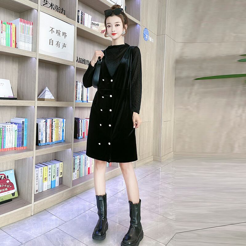 プラスサイズの女性の太った姉妹の秋のドレス2020新しいウエストスリミングツーピースボトミングシャツファッション ミックスインファッション83740535225