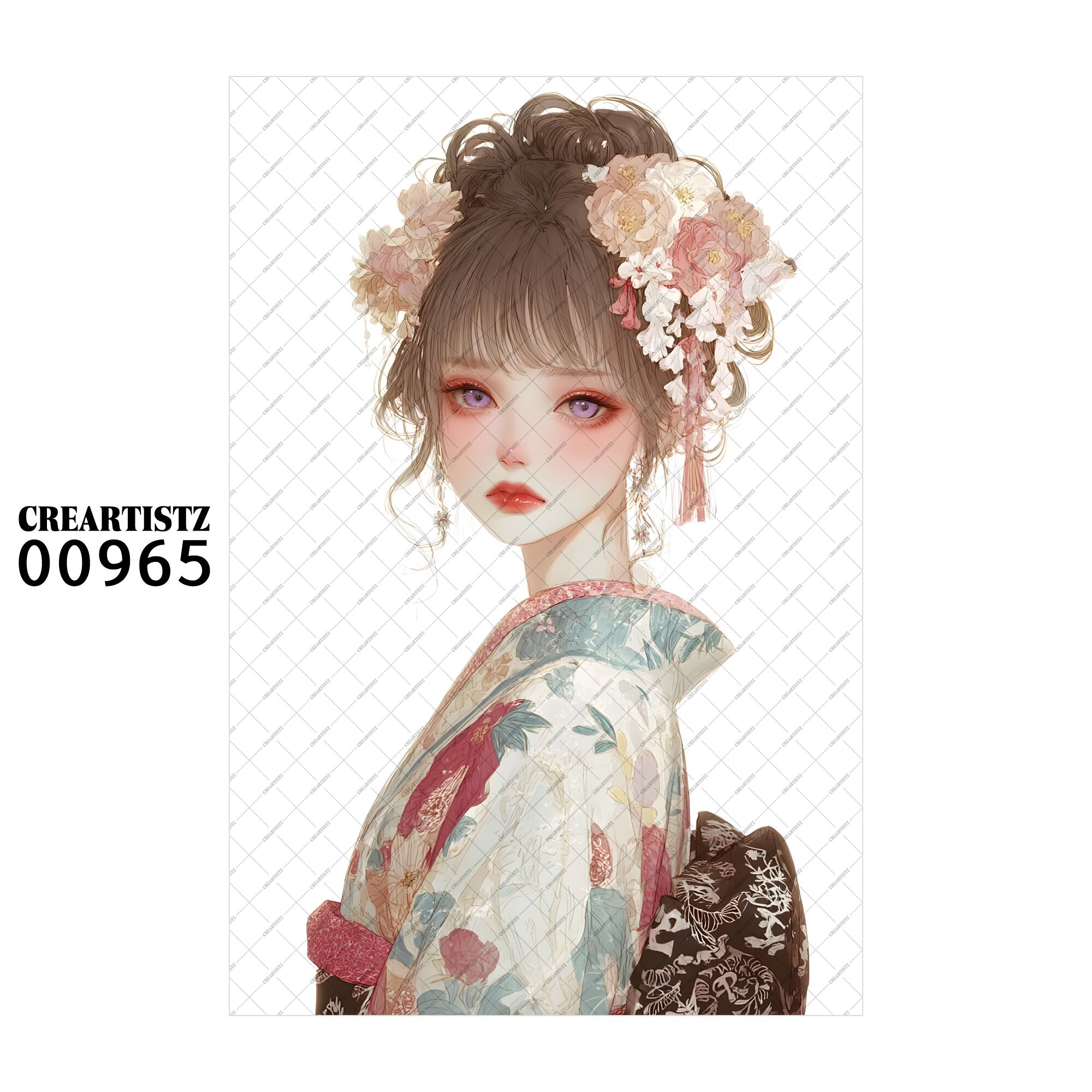 00965 ガール キュート オリジナル ペーパー/ステッカー 4枚セット CREARTISTZ