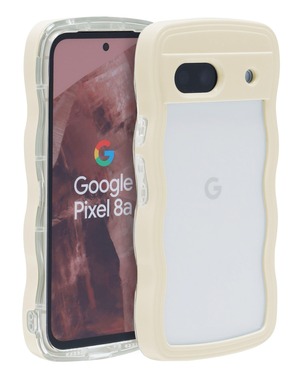 【人気】Google Pixel 8A ケース ウェーブ ピクセル 8a うねうね 人気 韓国 耐衝撃 超軽量 薄型 おしゃれ pixel8a なみなみ パステル 可愛い 透明 オタ活 推し活 (クリーム pixel8a)