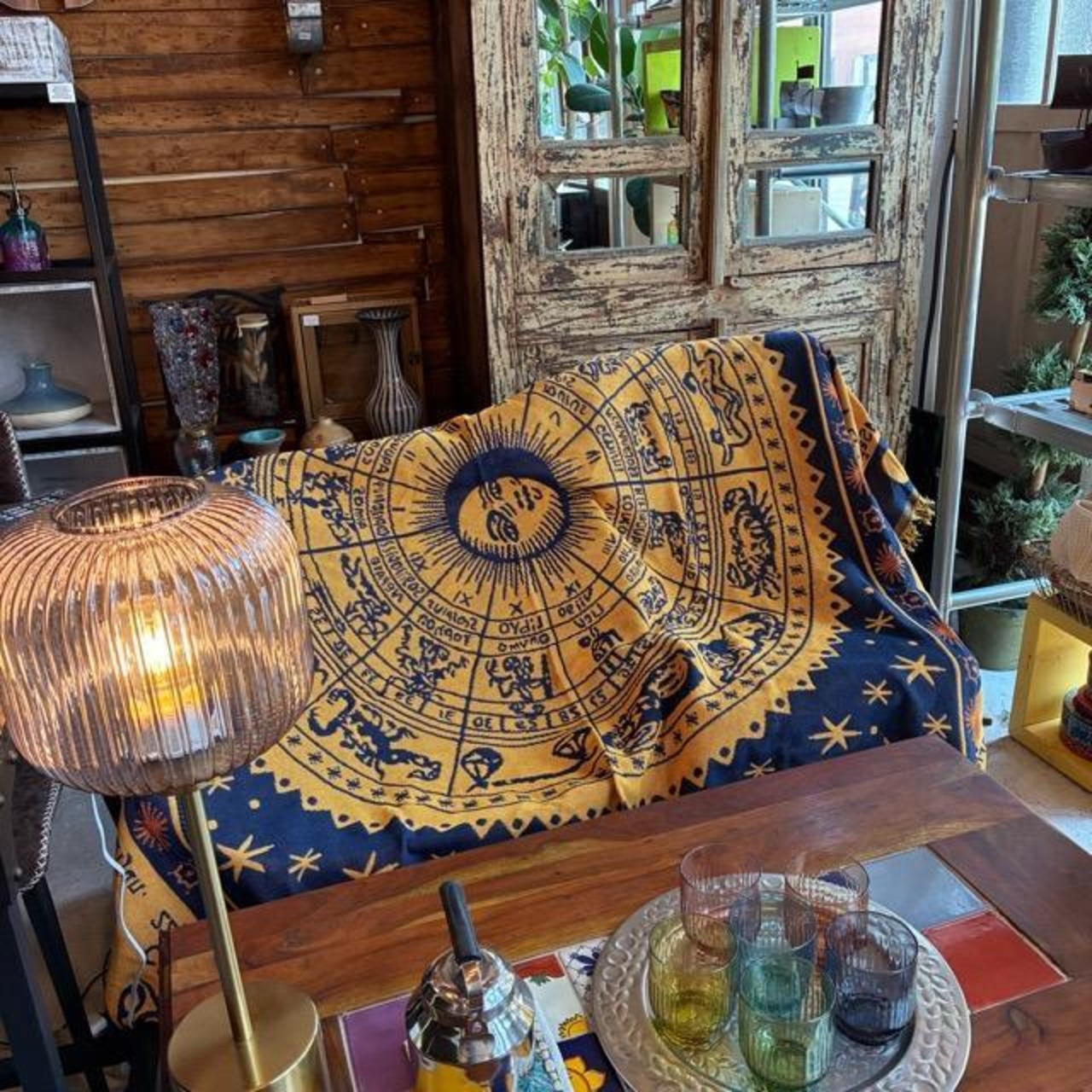 TOPANGA Homefurnishing Horoscope throwket 130×180cm　ホロスコープスローケット　12星座　ボヘミアン　ソファカバー　ベッドカバー　ブランケット　カーテン