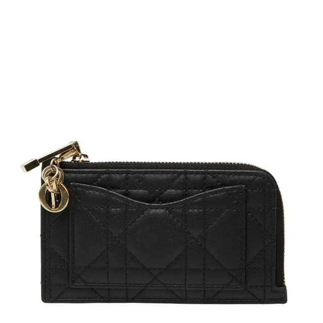 ディオール カナージュ レディディオール カードケース フラグメントケース ブラック レザー レディース Dior 【中古】