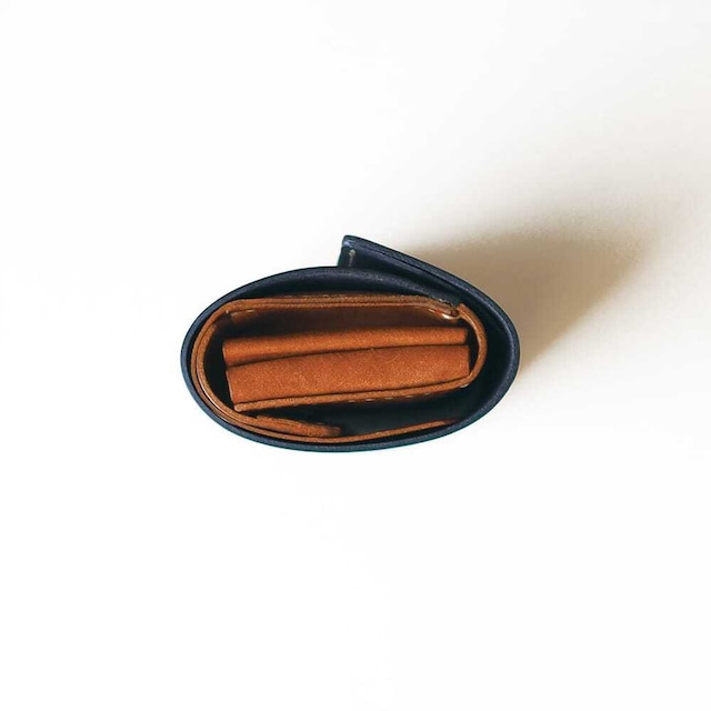 使いやすい 三つ折り財布【ブルー×ブラウン】レディース メンズ ブランド 鍵 小さい レザー 革 ハンドメイド 手縫い