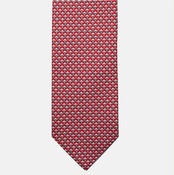 3-Fold Silk Tie, Micro Pattern, Red - JC056665-5
