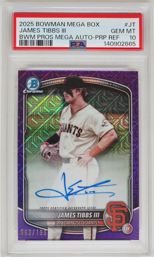 売り切れ| SOLD ジェームス・ティブスIII /199 オート PSA10 2025 Bowman Mega Box