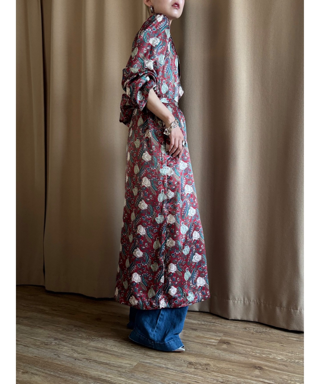 paisley pattern retro long gown-4855-8