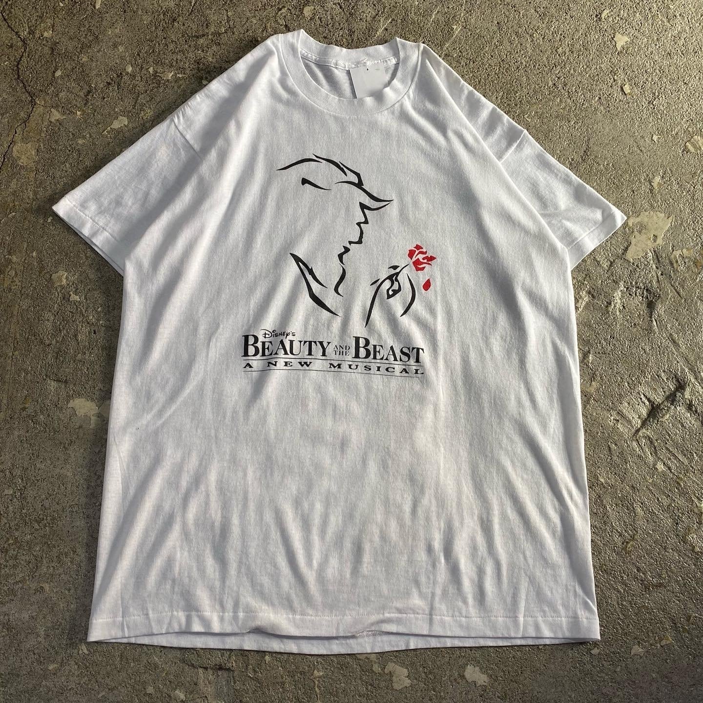 STUSSY◇80s/黒タグ/スカルローズ/BEAUTY AND THE BEAST/Tシャツ