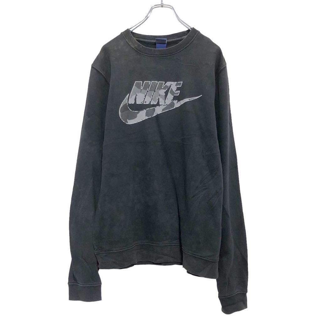 NIKE プリント スウェットトレーナー M ブラック ナイキ 迷彩 古着卸