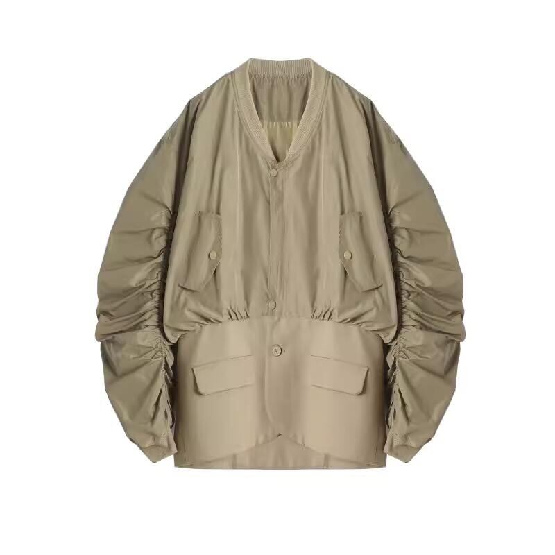 pleated baseball jacket W00309