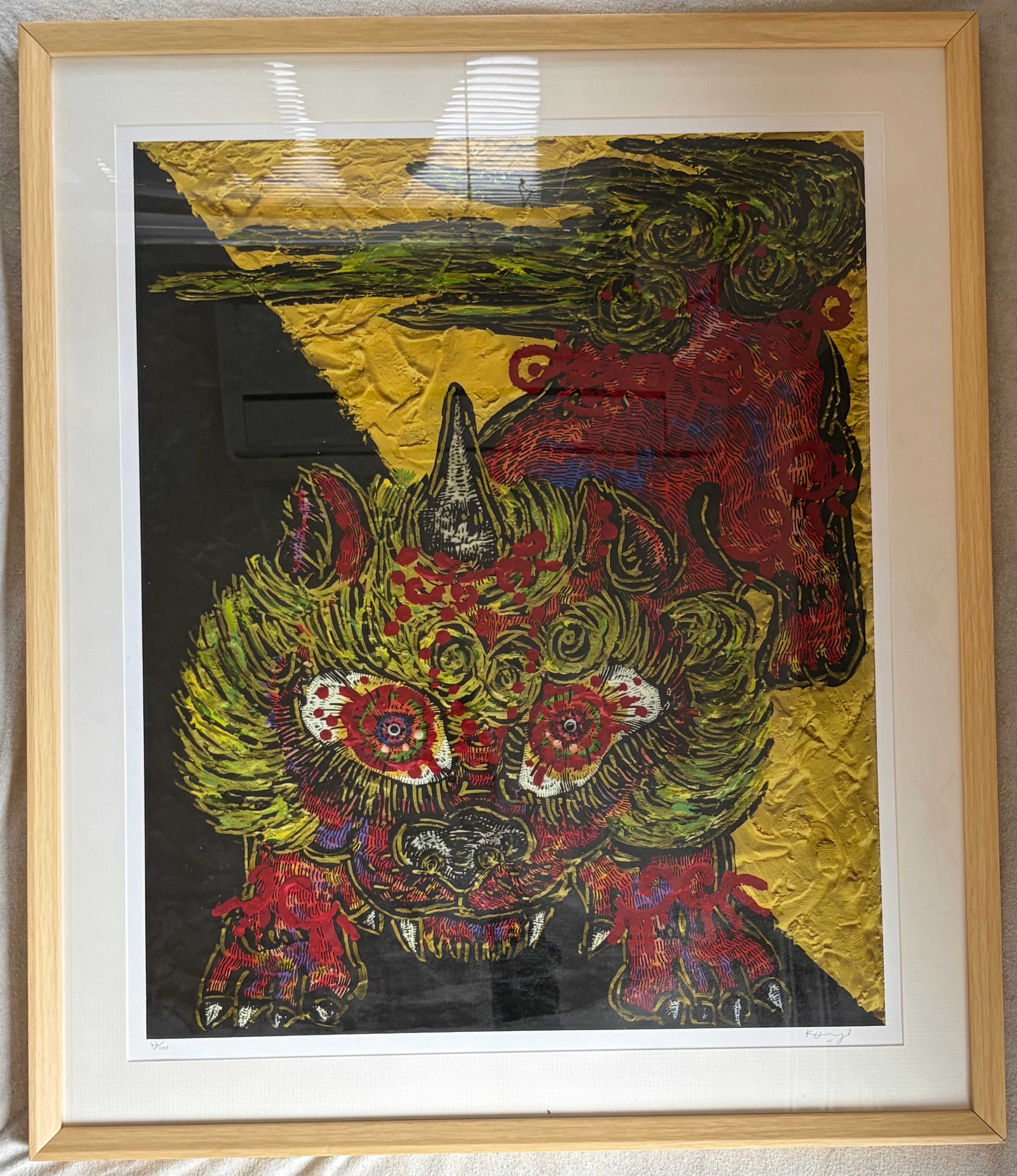 小松美羽 「吽-大地に向かって」 ED100 シルクスクリーン 絵画