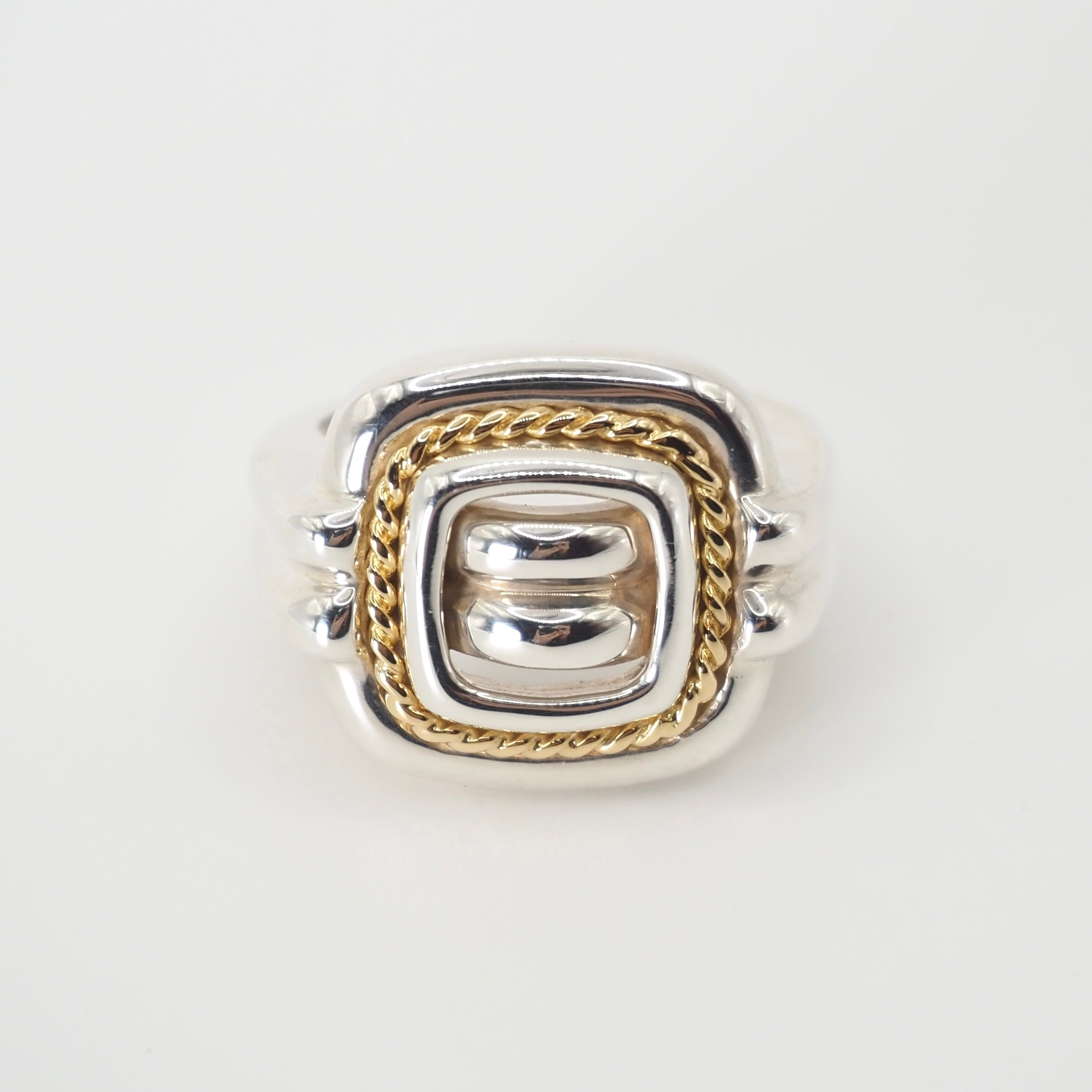 Tiffany&Co. 約11号 スクエアクッションコンビリング シルバー925 K18 ティファニー