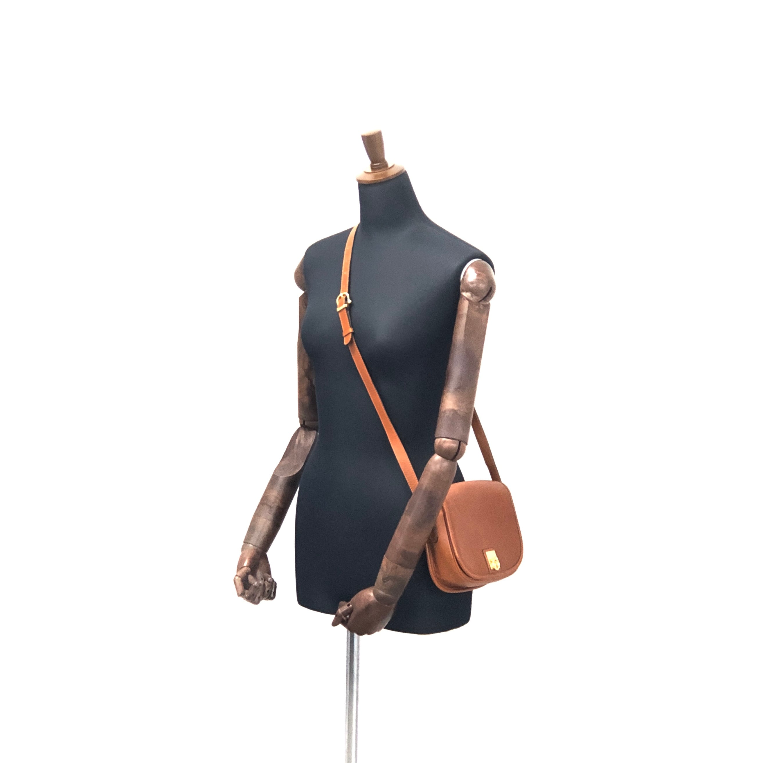 CELINE セリーヌ ガンチーニ レザー フラップ ショルダーバッグ